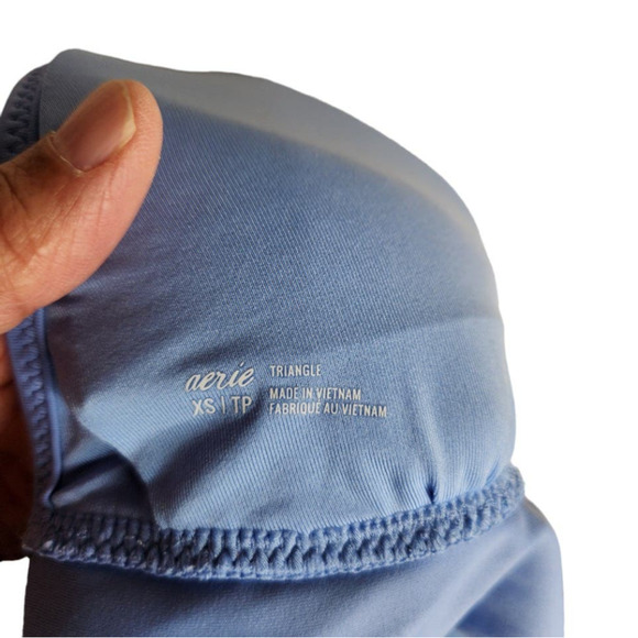 Aerie Triangle Ruffle Strap Bikini Swim Top‎ Womens XS Blue - Picture 7 of 9